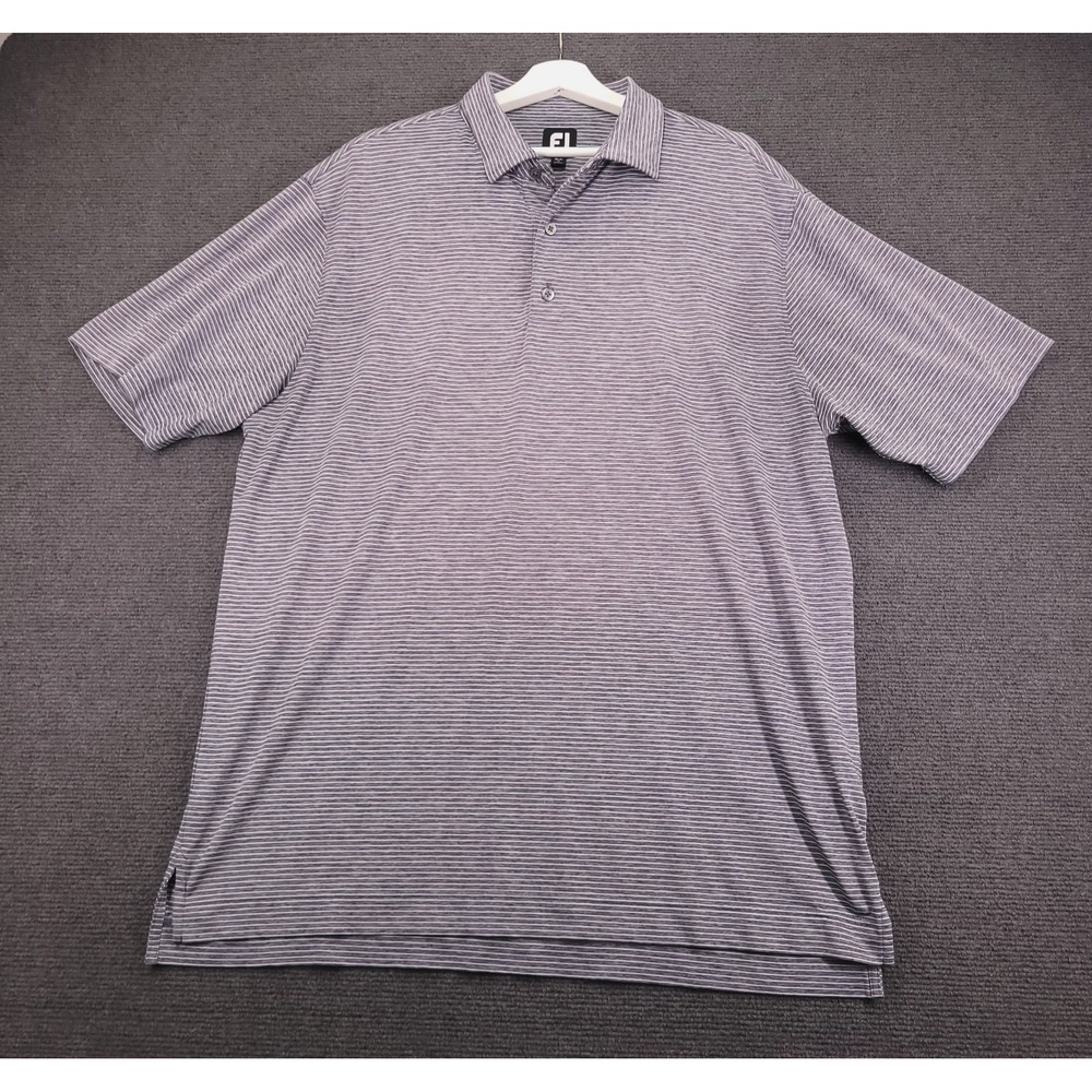 FOOT JOY Polo Size XL Heather Gray Stripe Short Sleeve GOLF Shirt Stretch